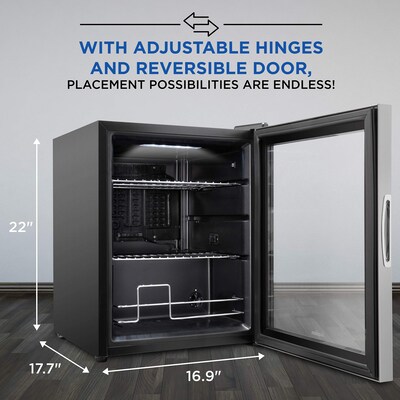 Ivation Freestanding Mini Fridge w/ Glass Door, 62 Can Capacity, Stainless Steel (IVABC620SS)