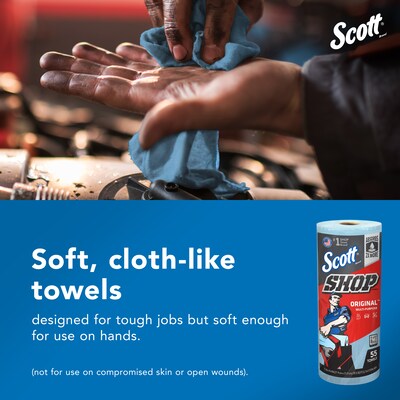 Scott Shop Towels Original, 9.4" x 11", Blue, 55 Sheets/Roll, 30 Rolls/Carton (75130)