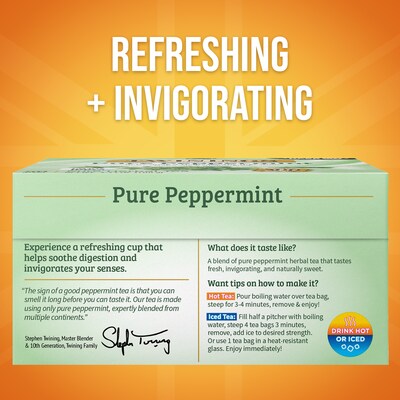 Twinings Decaf Pure Peppermint Herbal Tea Bags, 3.53 oz., 50/Box (TNA53650)