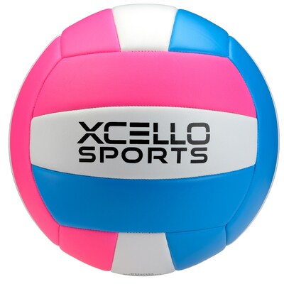 Xcello Sports Volleyballs with Pump, Pink/Blue and Grey/Blue, 6/Pack (XS-VB-6-ASST-1)