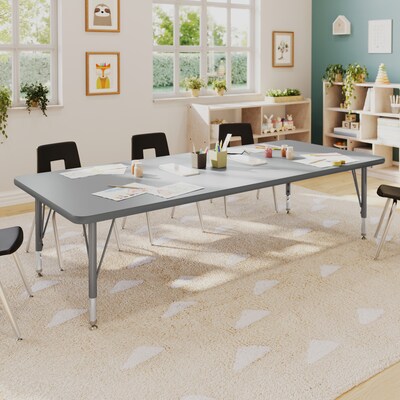 Flash Furniture Wren Rectangular Activity Table, 72 x 30, Height Adjustable, Gray Top/Silver Frame (XUA3072RECGTP)