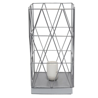 Creekwood Home Geometric Metal Cage 10" LED Table Lamp, Gray (CWT-1003-GY)