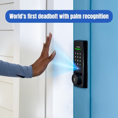 Philips Wi-Fi Smart Deadbolt with Palm Recognition & Lever – Matte Black