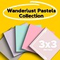 Post-it Recycled Super Sticky Notes, 3" x 3", Wanderlust Pastels Collection, 90 Sheet/Pad, 5 Pads/Pack (654-5SSNRP)
