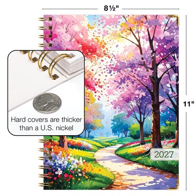 2027 Excello Brands 9" x 11" Weekly & Monthly Standard Planner, Paperboard Cover, Watercolor Tree (FSHN-CY27-8511-43)