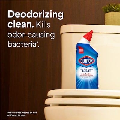 Clorox Disinfecting Toilet Bowl Cleaner with Bleach, Rain Clean Scent, 24 Oz., 2/Pack (00273)