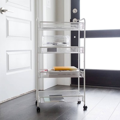 Better Houseware Steel Wheeled Trolley Organizer, White (BTH2002)