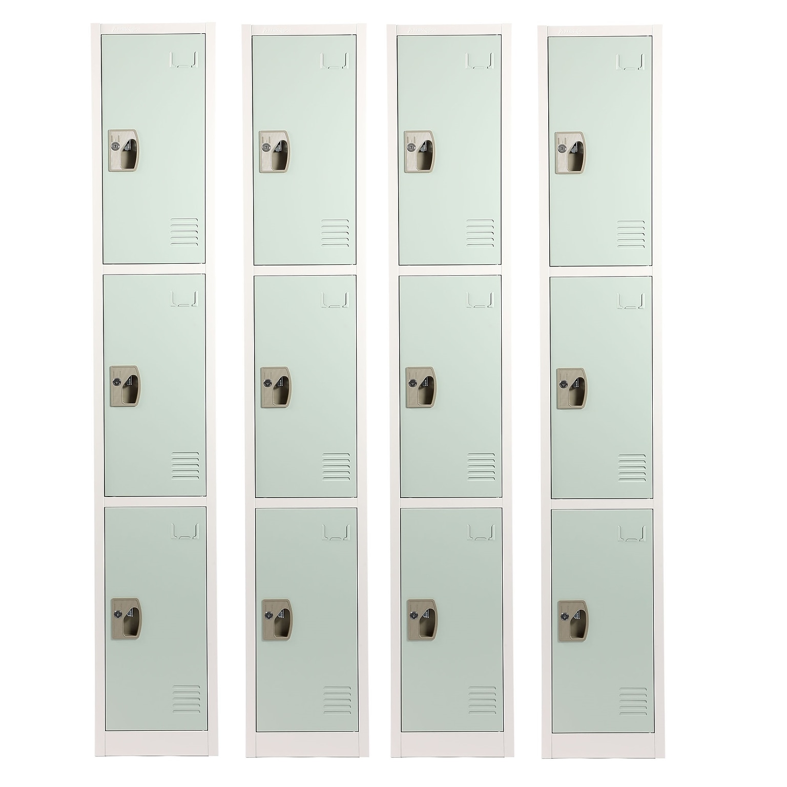 AdirOffice 72 3-Tier Misty Green Storage Locker, 4/Pack (ADI629-203-MGRN-PKG-4)