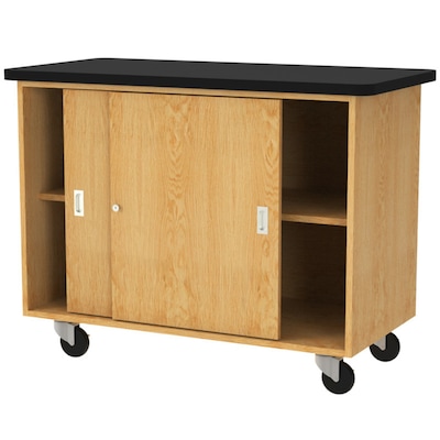 Diversified Woodcrafts Access Sliding Door Cabinet Rectangular Mobile Lab Table, 48" x 24", Oak (4101K)
