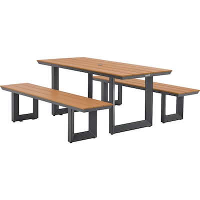 Global Industrial Urban 6 Plastic Picnic Table & Bench Set, Tan (348137)