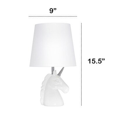 Creekwood Home Whimsilux 15.5" LED Table Lamp, White/Silver Glitter (CWT-2023-SL)