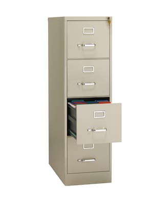 Hirsh Commercial 4-Drawer Vertical File Cabinet, Letter Size, Lockable, 52"H x 15"W x 26.5"D, Putty (14028)