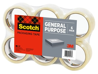 Scotch® Lightweight Shipping Packing Tape, 1.88" x 54.6 yds., Clear, 6 Rolls (3350-6)