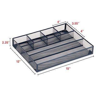Staples 6-Compartment Metal Mesh Drawer Organizer, Navy Blue (ST63847)