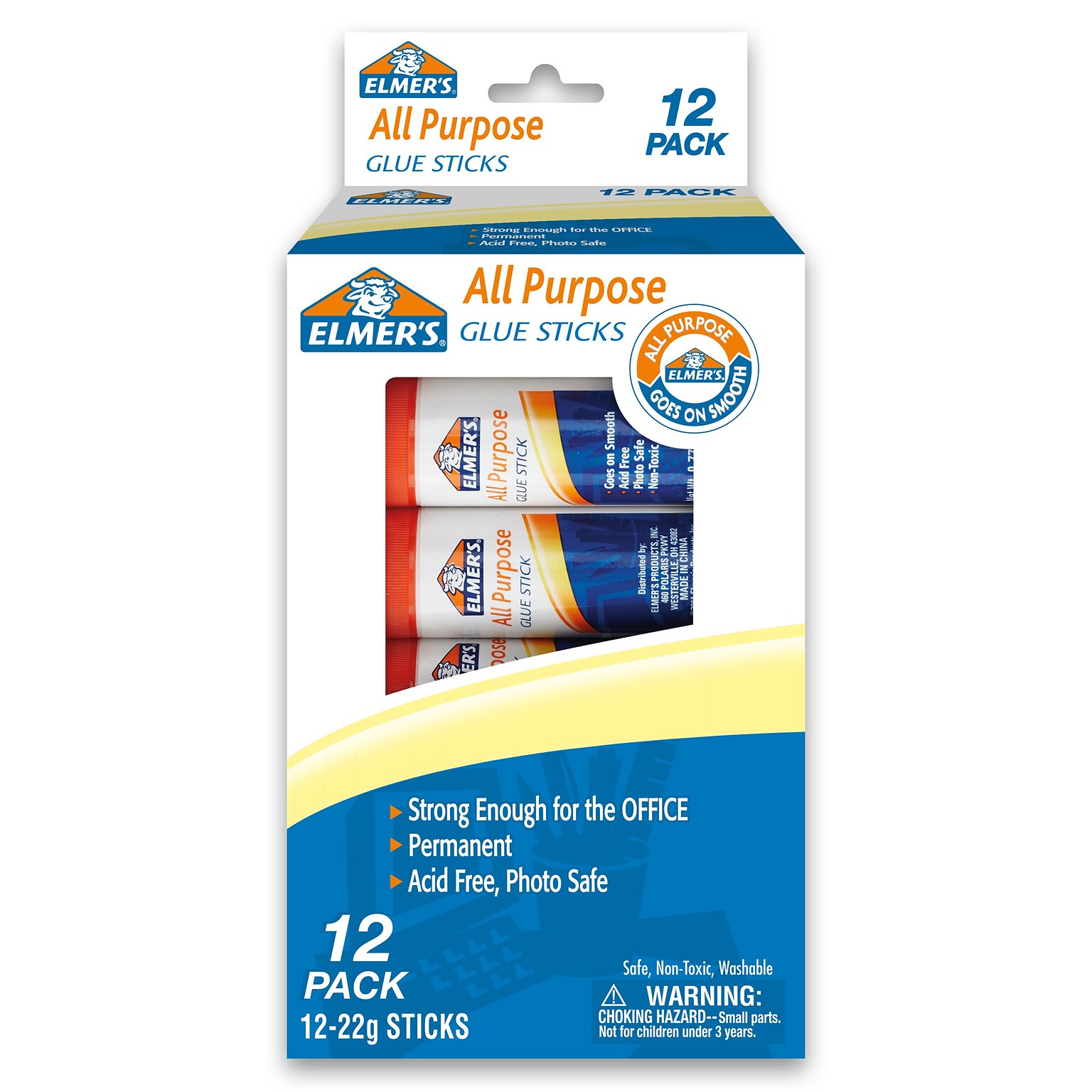 Elmers All-Purpose Jumbo Washable Glue Sticks, 0.77 oz., White, 12/Pack (E517)