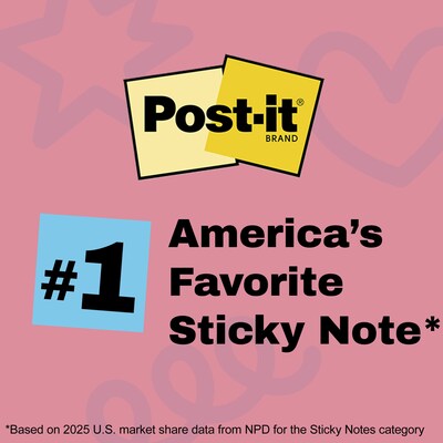 Post-it Super Sticky Notes, 4" x 6", Neon Fizz Collection, Lined, 90 Sheet/Pad, 3 Pads/Pack (6603SSUC)