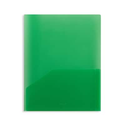 Staples 2 Pocket Plastic Presentation Folder, Letter Size, Green (ST26383-CC)