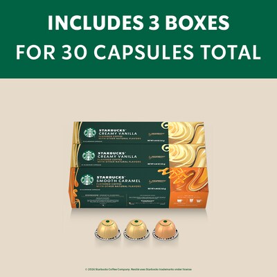 Nespresso Starbucks Variety Pack Coffee Nespresso Vertuo Capsules, Light Roast, 30/Pack (163928)