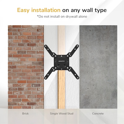 Mount-It! Low-Profile Tilting TV Wall Mount for 24" to 43" TVs, Holds Up to 33 lbs., Black (MI-6524XL)