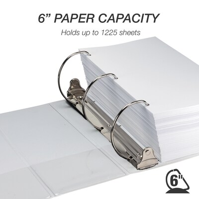 Samsill Titan Heavy Duty  6" View Binder, D-Ring, Made in USA, White (16427)