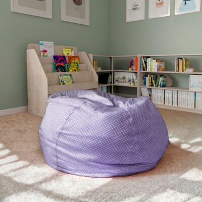 Flash Furniture Cotton Twill Oversized Dot Bean Bag Chair, Lavender