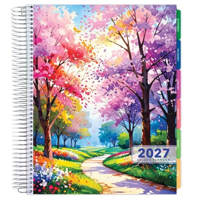 2027 Excello Brands 10.3 x 12.3 Weekly & Monthly Standard Planner, Paperboard Cover, Watercolor Tree (DLX-CY27-0043)