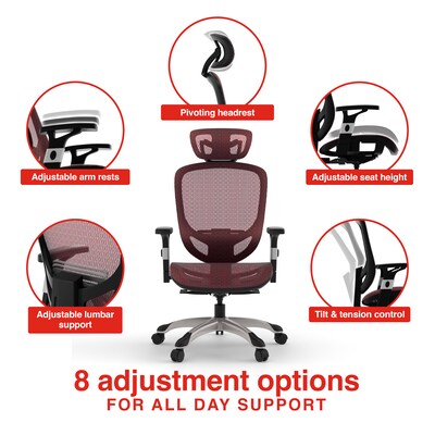 Quill Brand® Hyken Mesh Computer and Desk Chair, Red (50218)