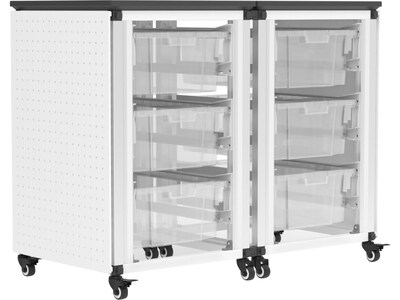 Luxor Mobile 6-Section Modular Classroom Storage Cabinet, 28.75"H x 18.2"D, White (MBS-STR-21-6L)