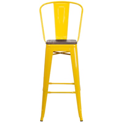 Flash Furniture Lily Contemporary Metal Vertical Back Barstool, Yellow, 4-Pieces/Pack (4CH3132030GBYLW)