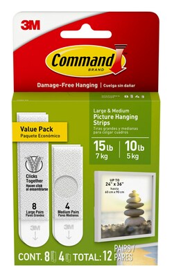 Command Assorted Size Picture Hanging Strips, 12 Pairs/Pack (17209-ES)
