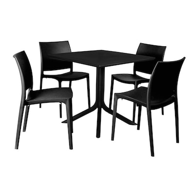 Regency Niche Terrace 5-Piece Square Dining Set, 31.5D x 31.5W, Black (TOB3131BK41BK)