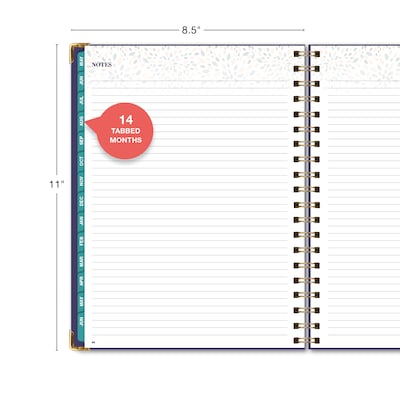 2026-2027 Excello Brands 8.5" x 11" Academic Weekly & Monthly Family Planner, Paperboard Cover, Navy Floral (FAM-AY26-0084)