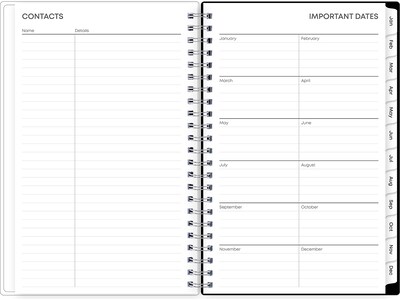 2025 Blue Sky Analeis 5" x 8" Weekly & Monthly Planner, Plastic Cover, White/Black (100003-25)
