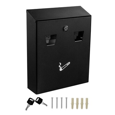 Alpine Industries Stainless Steel Outdoor Cigarette Receptacle, 1 Gallon, Black (490-01-BLK)