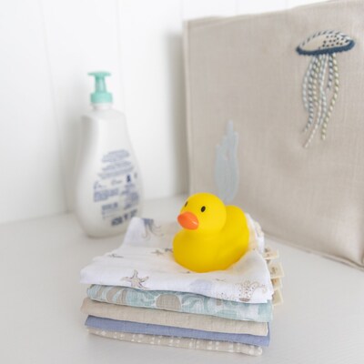 Crane Baby Cove Wash Cloth Set, 5-Piece, Sea Life (BC-160WC-1)