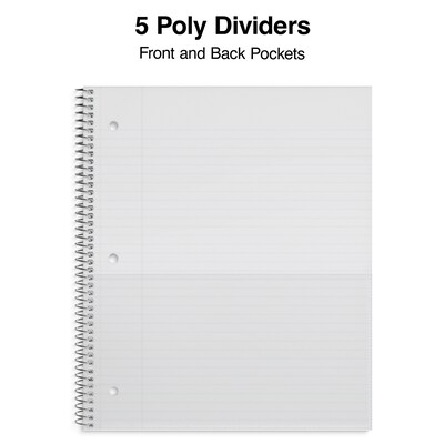 Staples Premium Poly 5-Subject Notebook, 8.5" x 11", College Ruled, 200 Sheets, Black (ST58317)