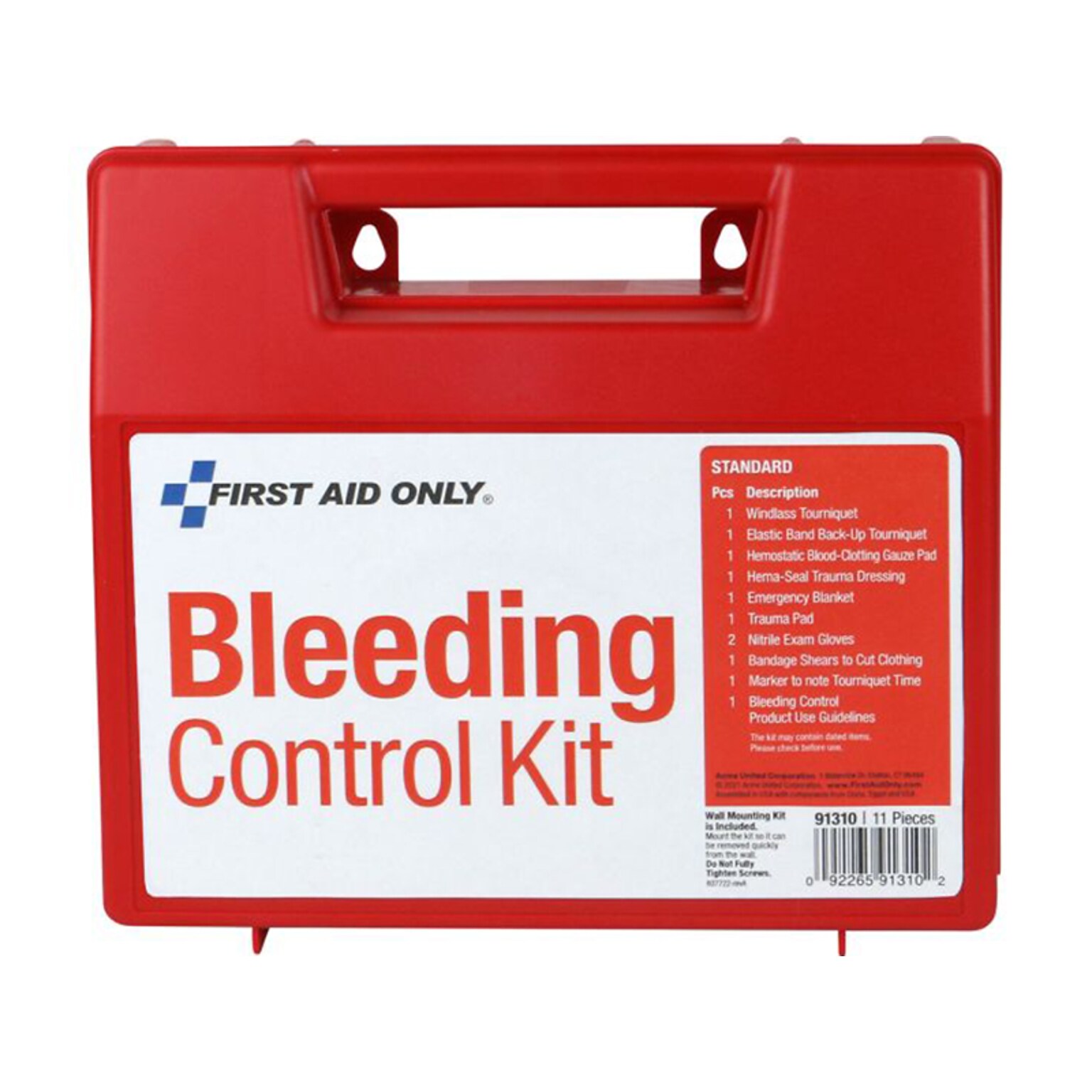 First Aid Only 11-Piece Bleeding Control Wall Station Standard Kit (91310)