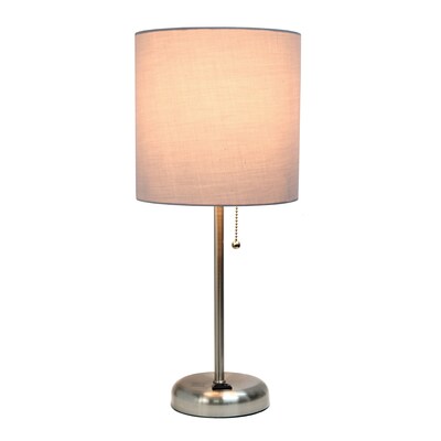 Simple Designs 19.50" LED Table Lamp with Charging Outlet, Grey (LT2024-GRY)
