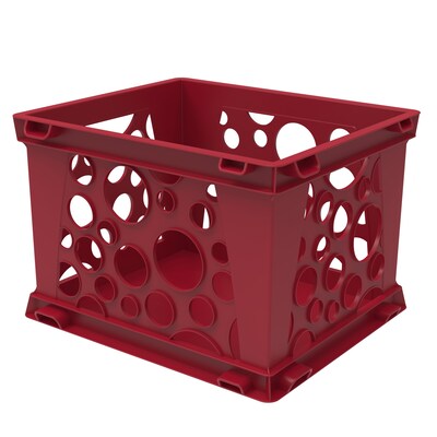 Storex Polypropylene/PP Mini Crate, 9 x 7.75 x 6, Red, 12/Pack (STX61593U12S)