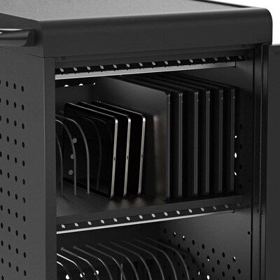 Luxor Lockable 30-Unit USB-C Secure Charging Cart, Black Powder-Coated Steel (CHMC002)