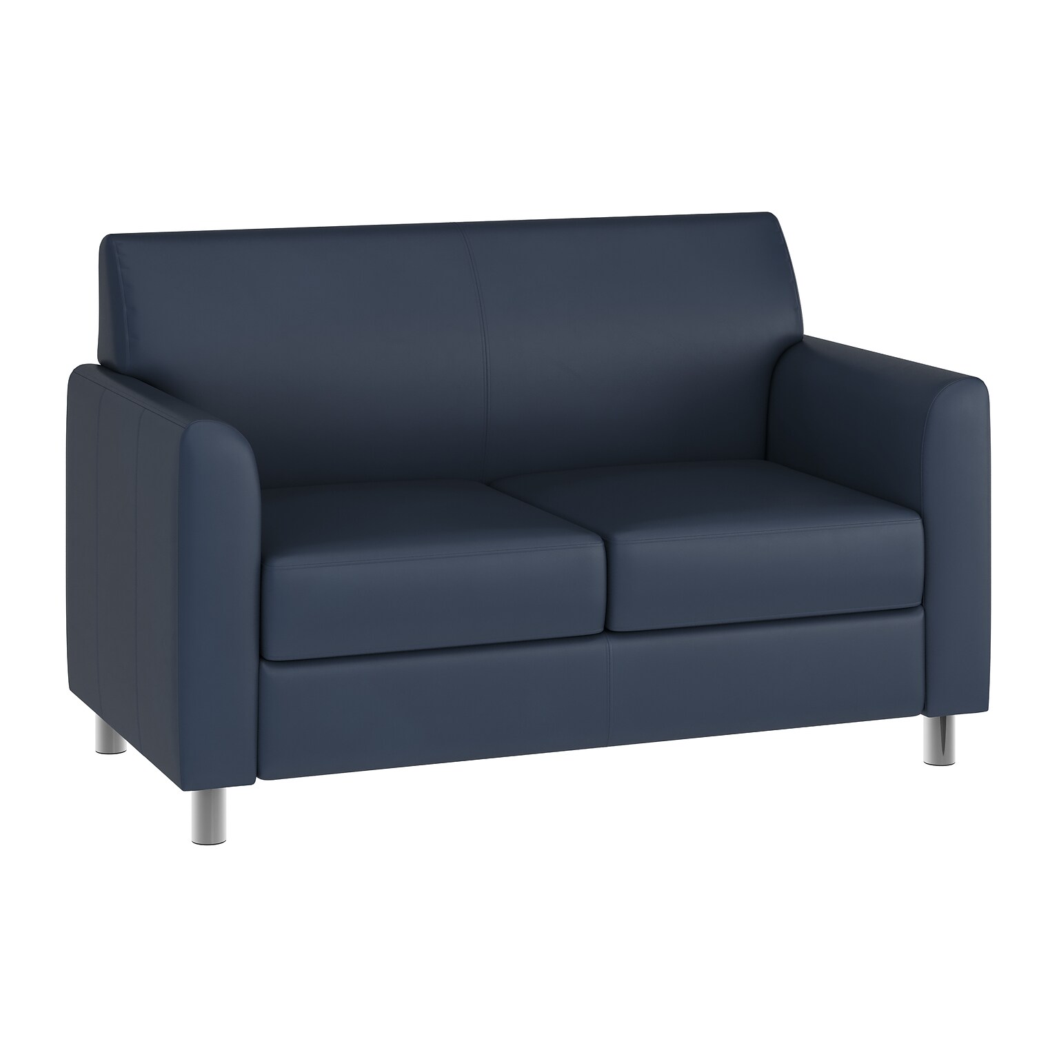 Flash Furniture Hercules Diplomat LeatherSoft Loveseat, Navy/Chrome Legs (BT8272NVYCHR)