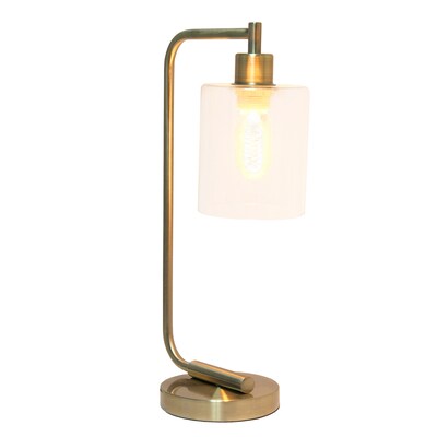 Creekwood Home Vintage Vantage 18.8 Minimalist Industrial Curved Arm Desk Lamp, Antique Brass (CWD-