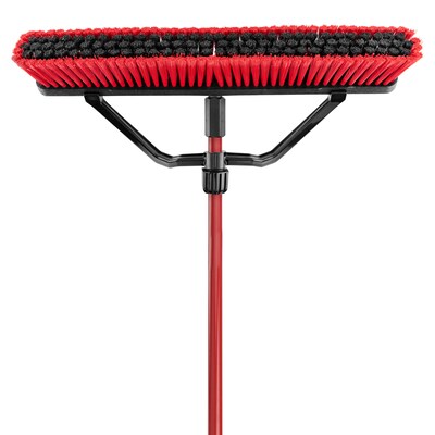 Libman Commercial 24" Multi-Surface Heavy-Duty Push Broom, Red & Black Bristles, 3/Carton (823)