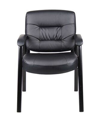 Boss Office Products LeatherPlus Guest Chair, Black (B7509)