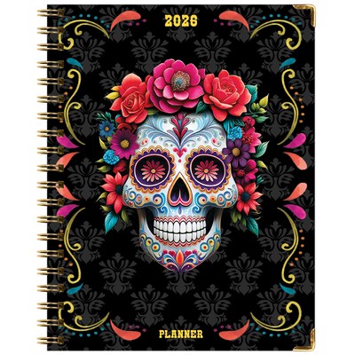 2026 Global Printed Products 8.5" x 11" Weekly & Monthly Planner, Paperboard Cover, Sugar Skull (FSHN-CY26-8511-48)