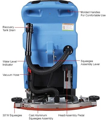 Global Industrial Auto Walk-Behind Floor Scrubber, 18" Cleaning Path (641263)