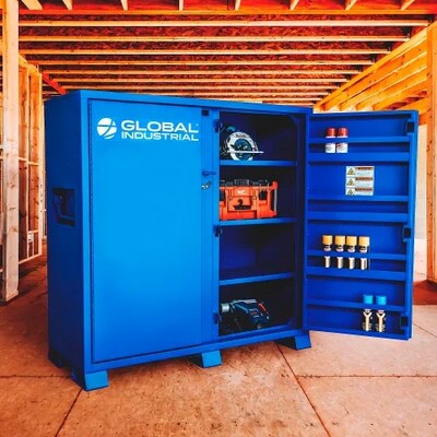 Global Industrial Steel Jobsite Cabinet, 2 Doors, 52 Cu. Ft., Blue (133724)