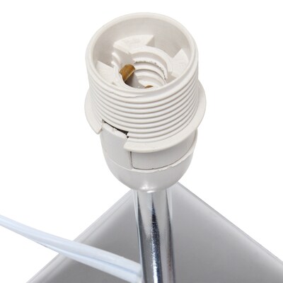 Creekwood Home Square Chrome 9.65" LED Table Lamp, White (CWT-1013-WH)