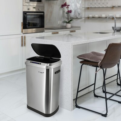 Elama Stainless Steel Indoor Sensor Trash Can, 13 Gallon, Silver (938122406M)