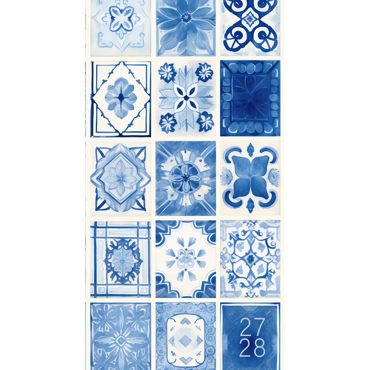 2026-2028 Willow Creek Mediterranean Tiles 3.5 x 6.5 Monthly Pocket/Wallet Calendar, Assorted Colors (66287)